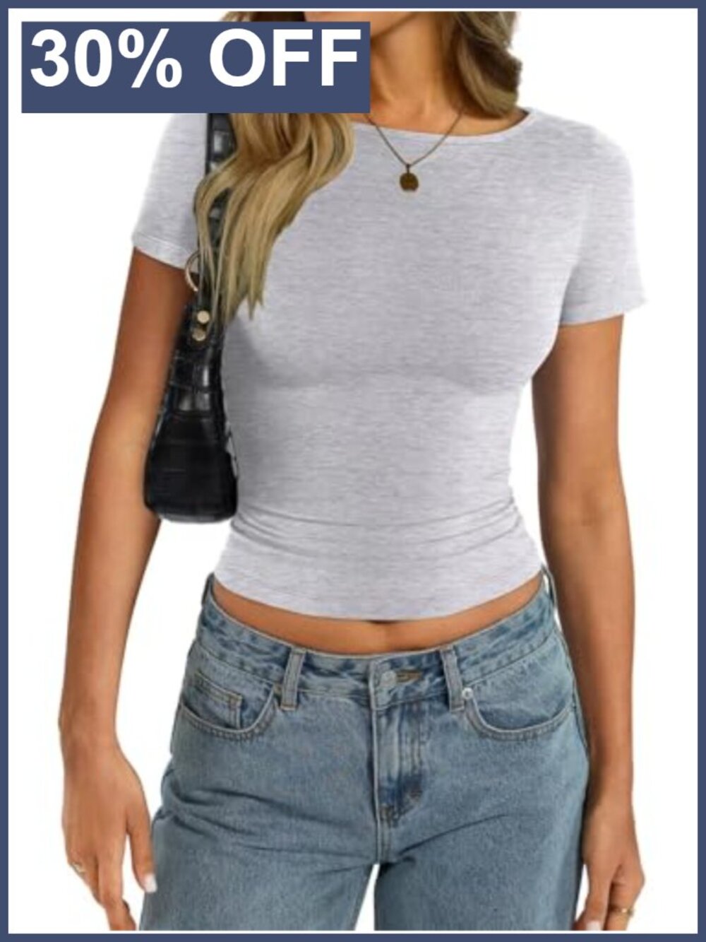 Womens Cotton Short Sleeve Boat Neck Slim Fit Crop Top Tee